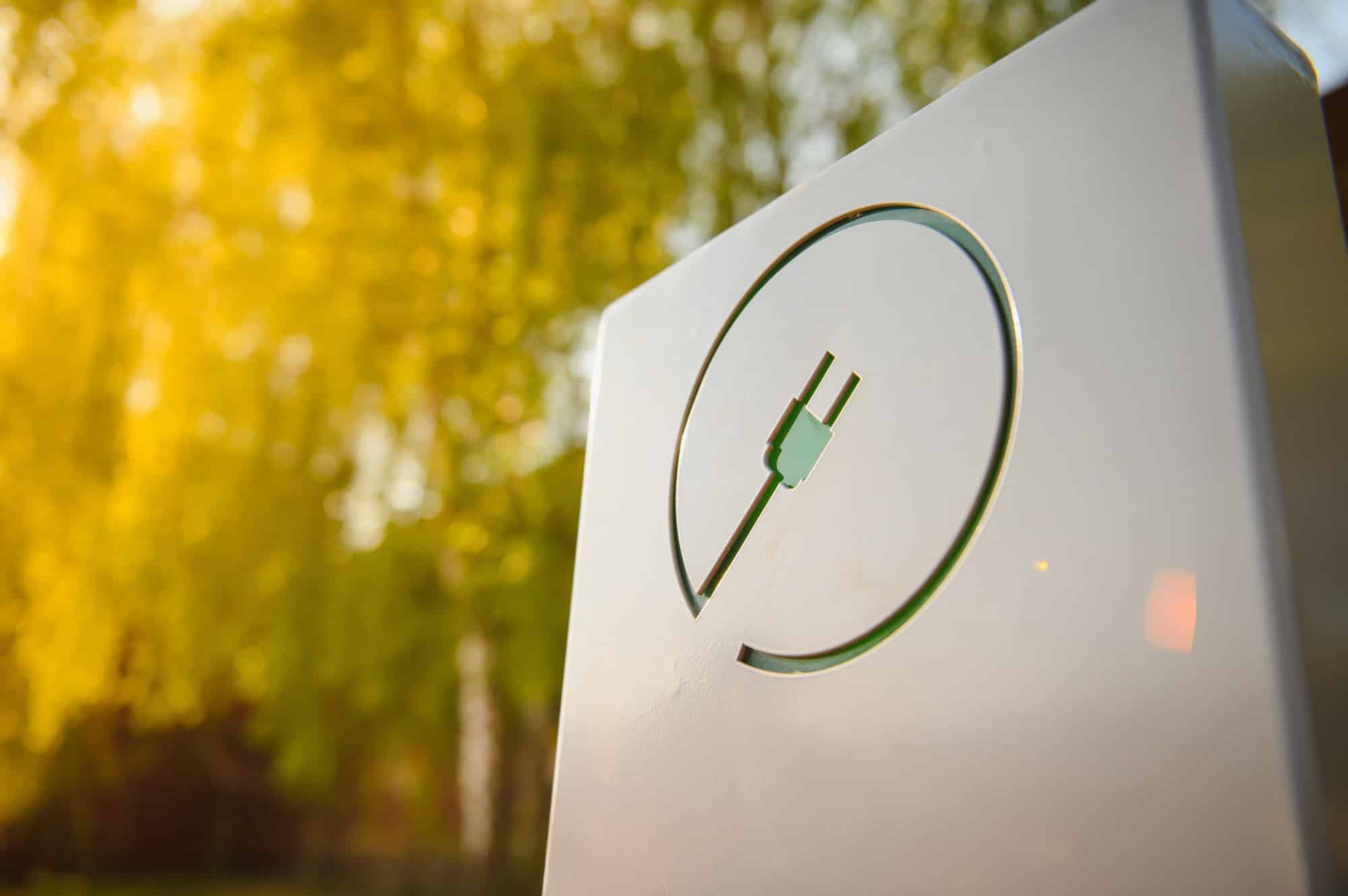Electric vehicle charging station. Electric transport concept